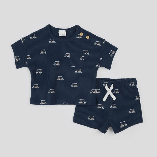 Boys Golf Cart Waffle Short Set