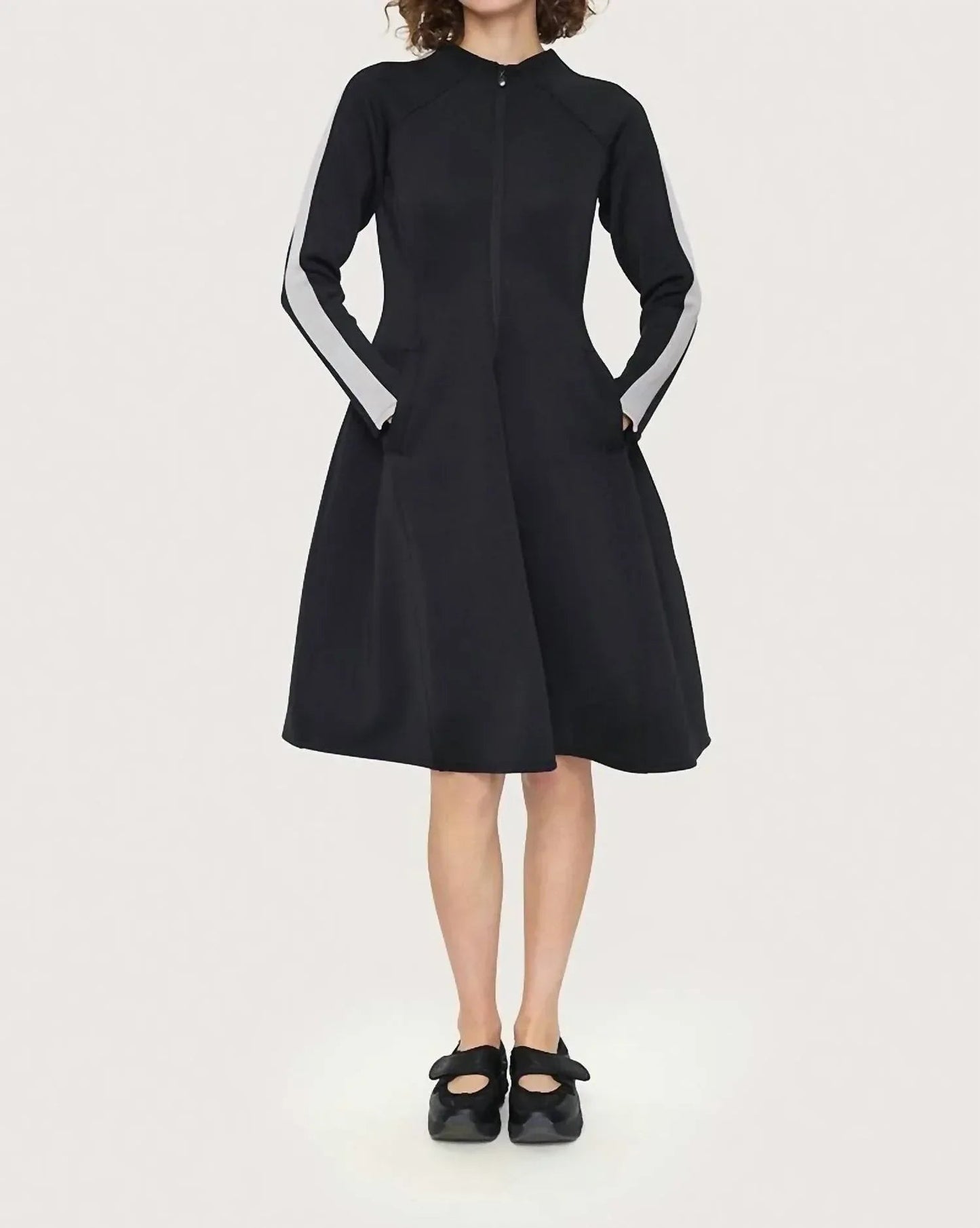 Sporty Scuba Look Half Zip Dress