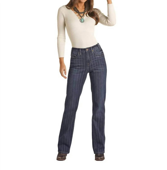 High-Rise Jeans mit tonalem Nadelstreifen und weitem Bein