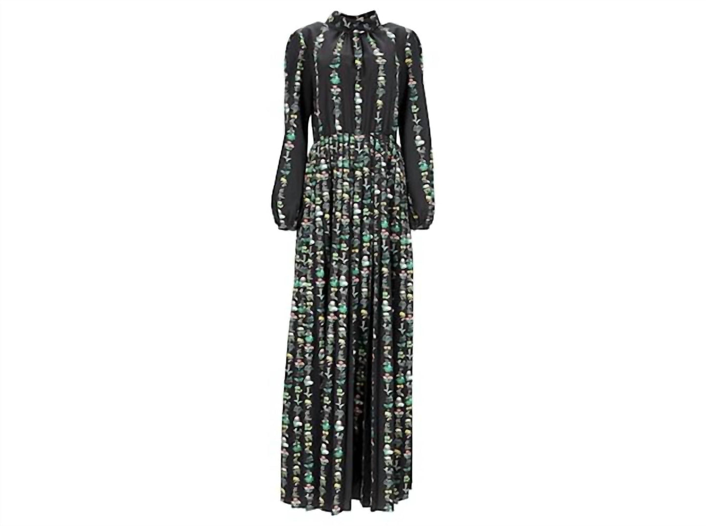 Plissiertes Maxi-Kleid aus Crêpe de Chine mit Blumenmuster