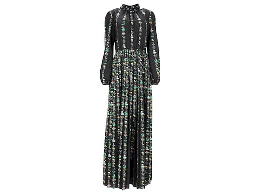 Floral Crepe De Chine Pleated Maxi Dress