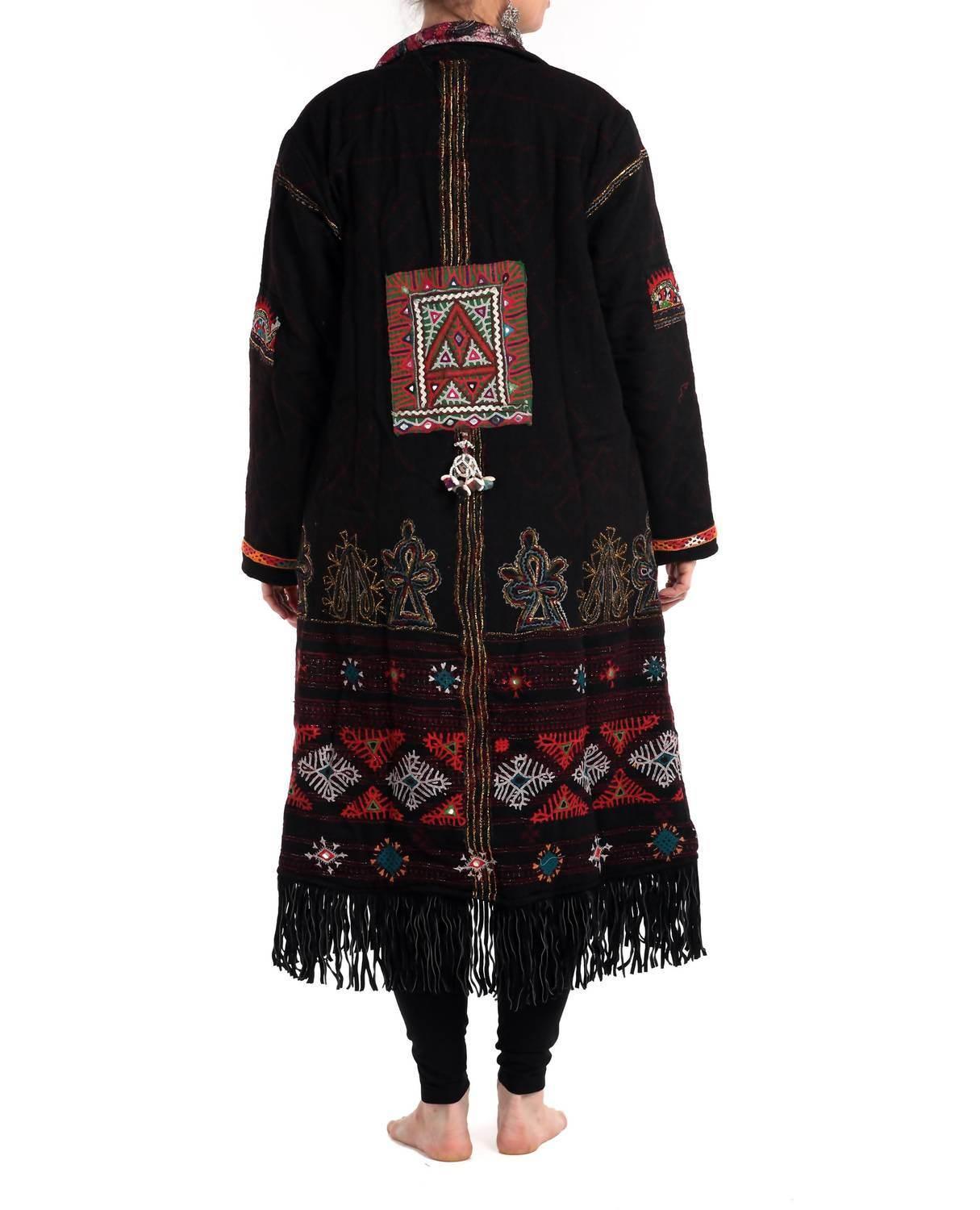 Hand-embroidered Patches Merino Wool Coat
