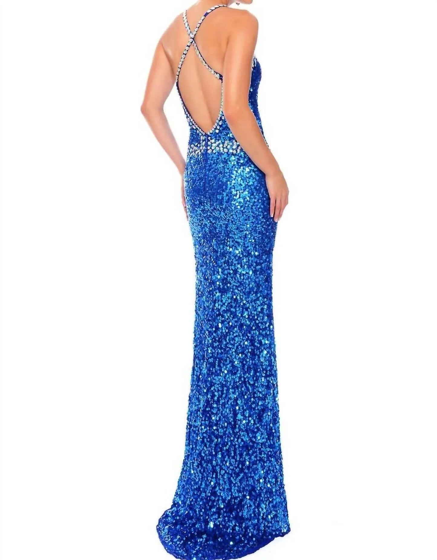 Handbesticktes Ballkleid mit hohem Schlitz
