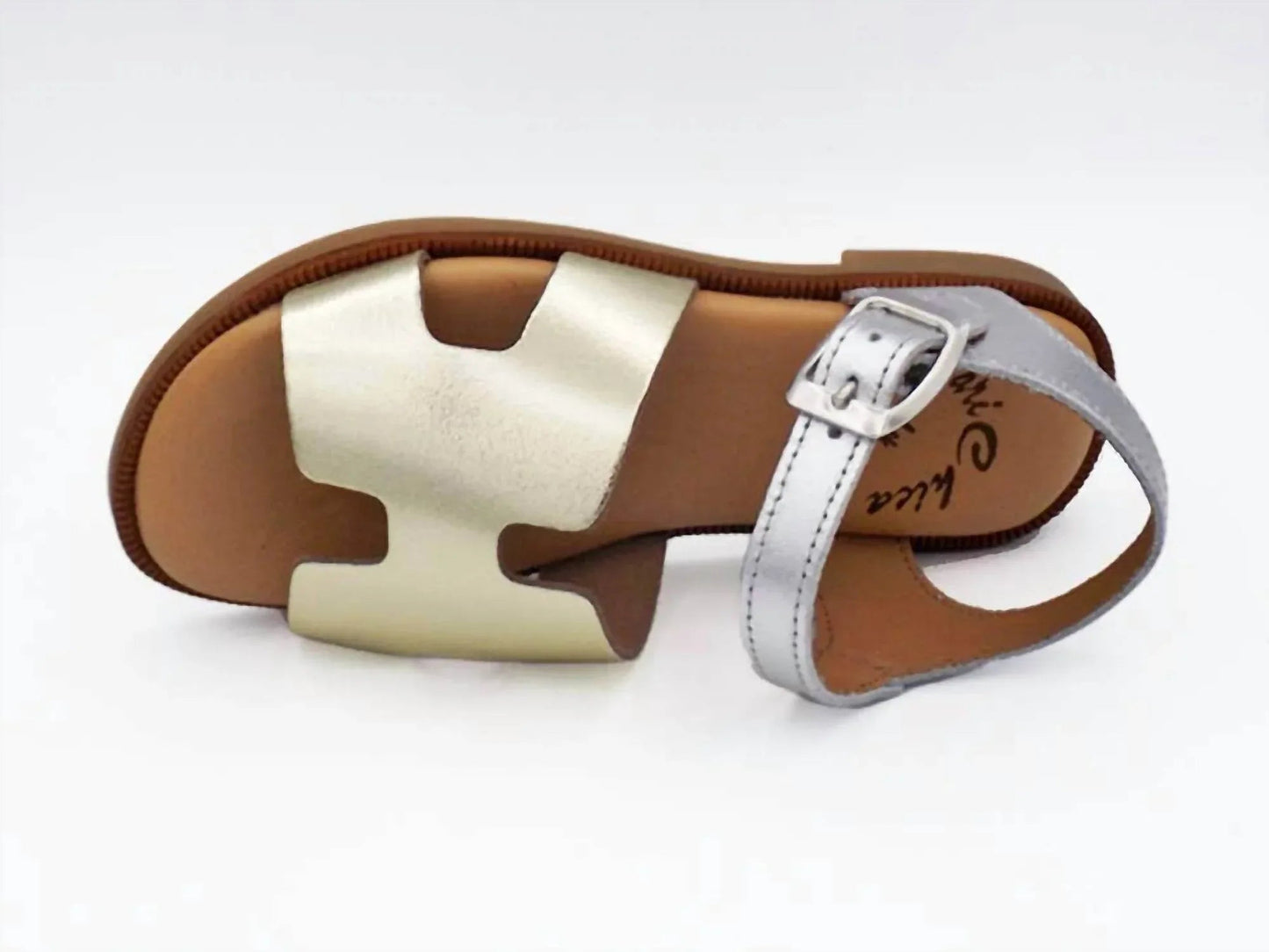 Metallic-Leder-Sandalen für Mädchen