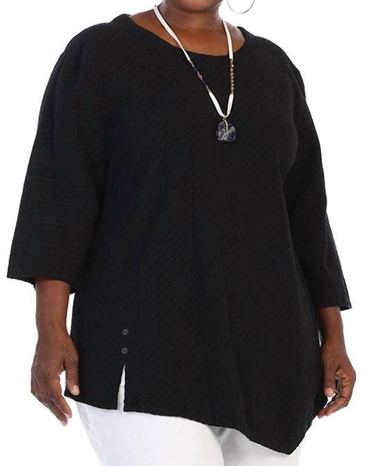 Asymmetrical Textured Cotton Top Plus