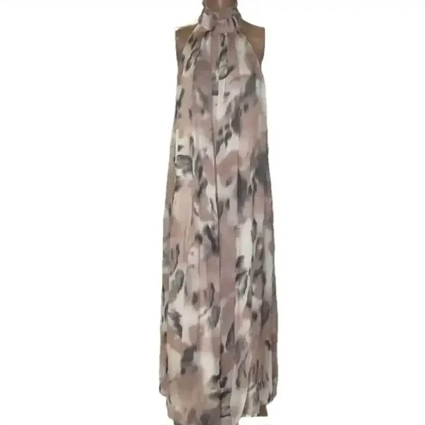Women's Halter Sheer Printed Maxi Dress