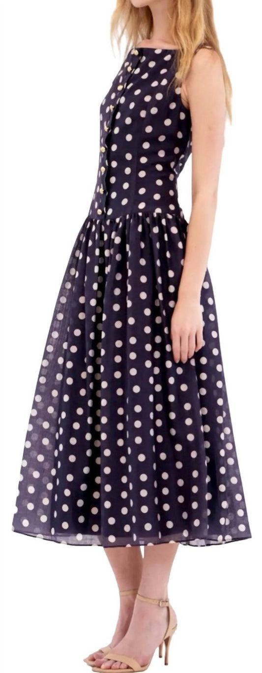 Square Neck Dot Midi Dress