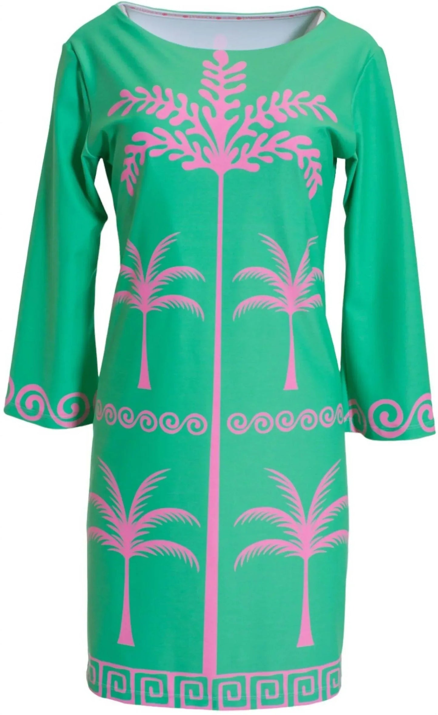 Tropical Palms Pink and Green Dress