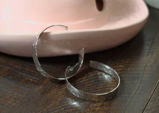 Women's Hammered Hoop Earrings
