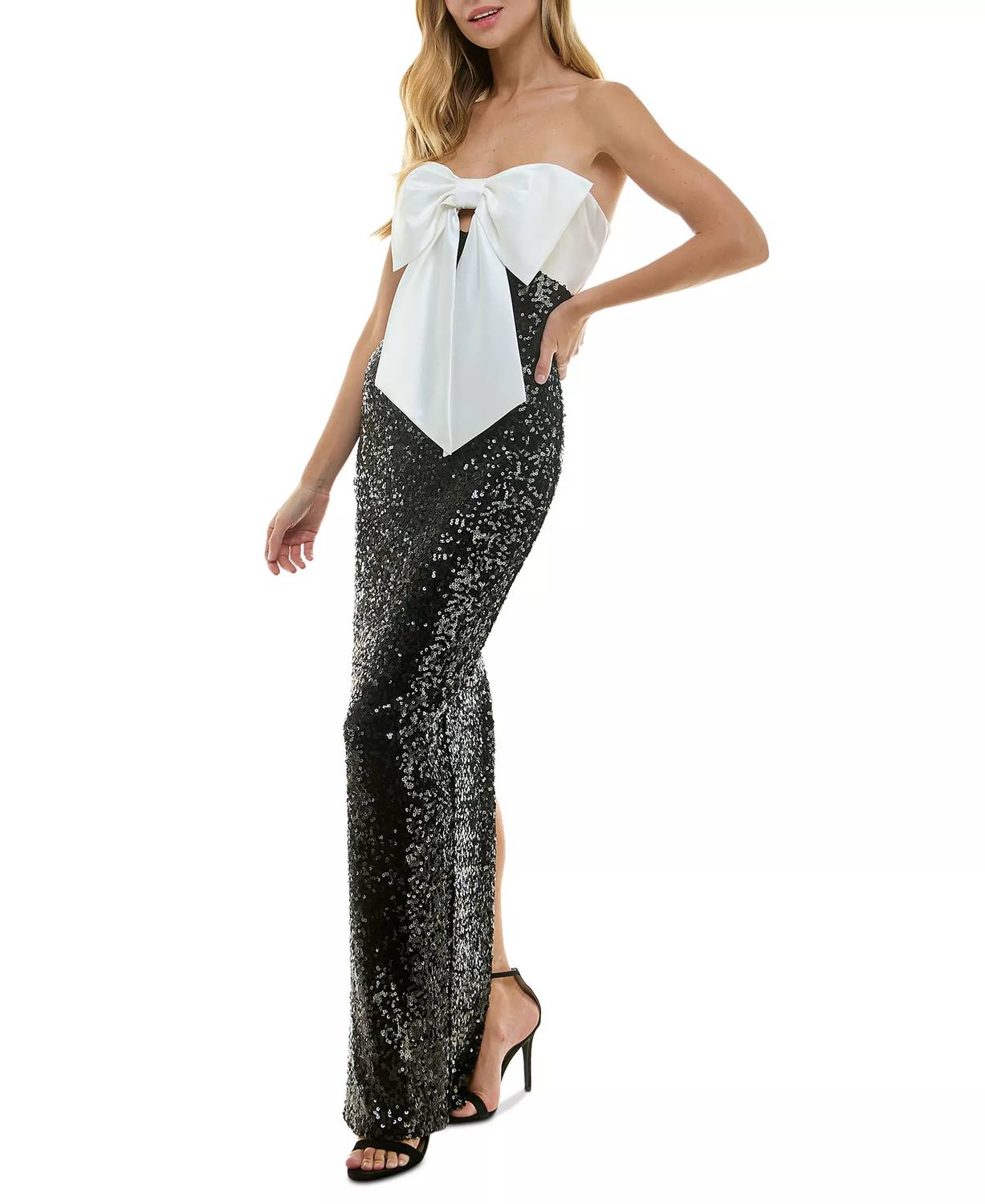 Elegantes Ballkleid mit Pailletten und Schleifenoberteil