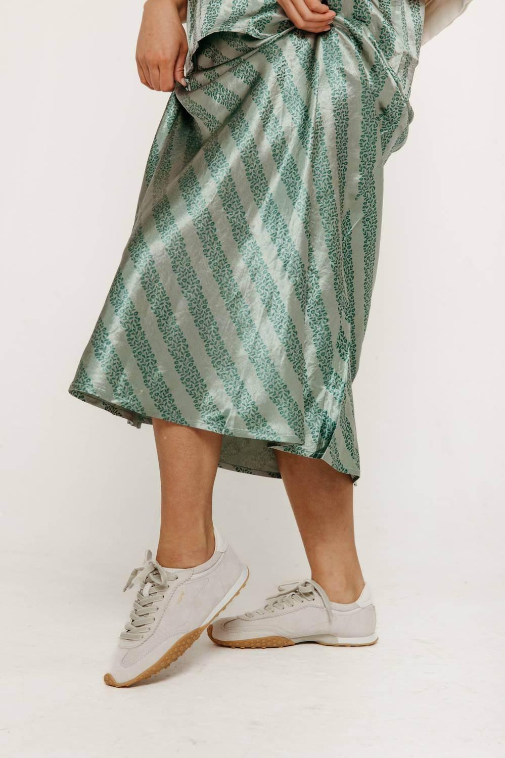 Flowers Bias Cut Skirt Washed