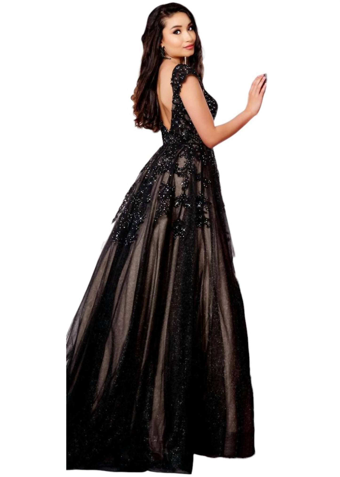 Kleid aus besticktem Glitzertüll