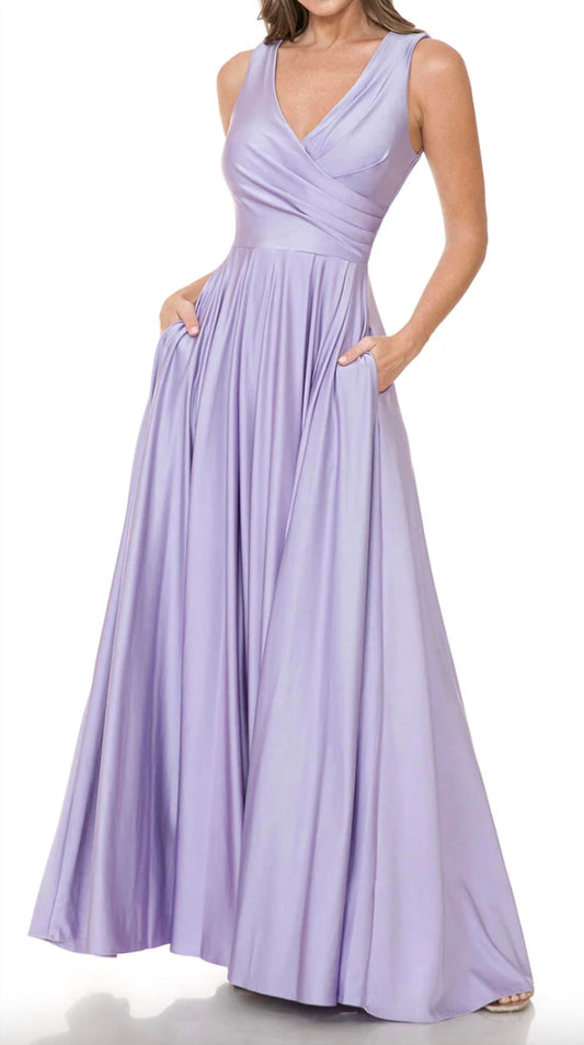 Formal Pleated Long Evening Dress