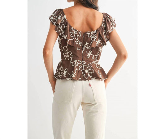 Kait bestickte Bluse mit Blumen und Rüschen