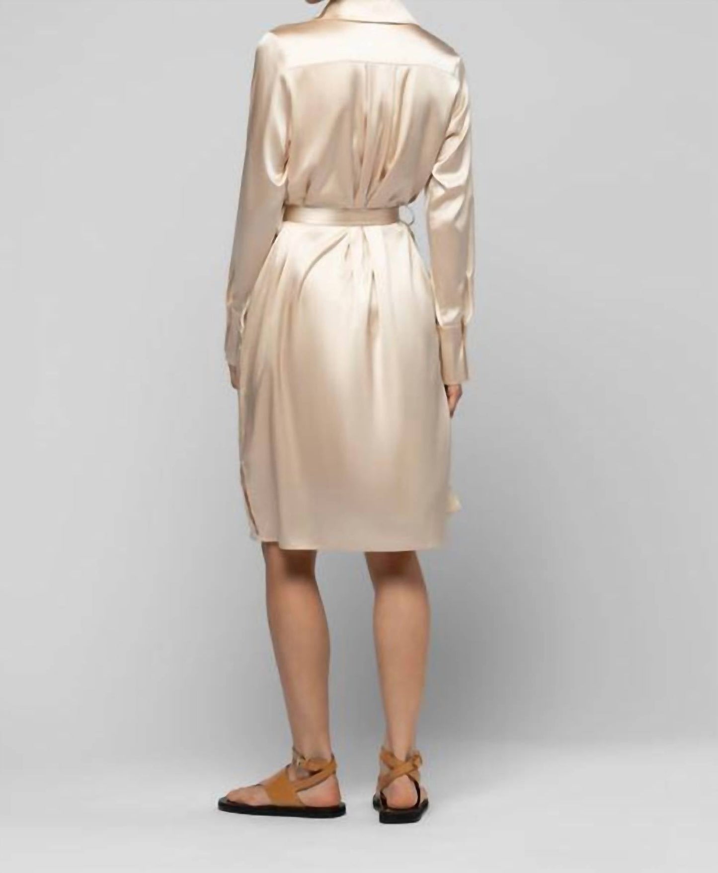 Raesa Seiden-Minikleid mit Lederdetails