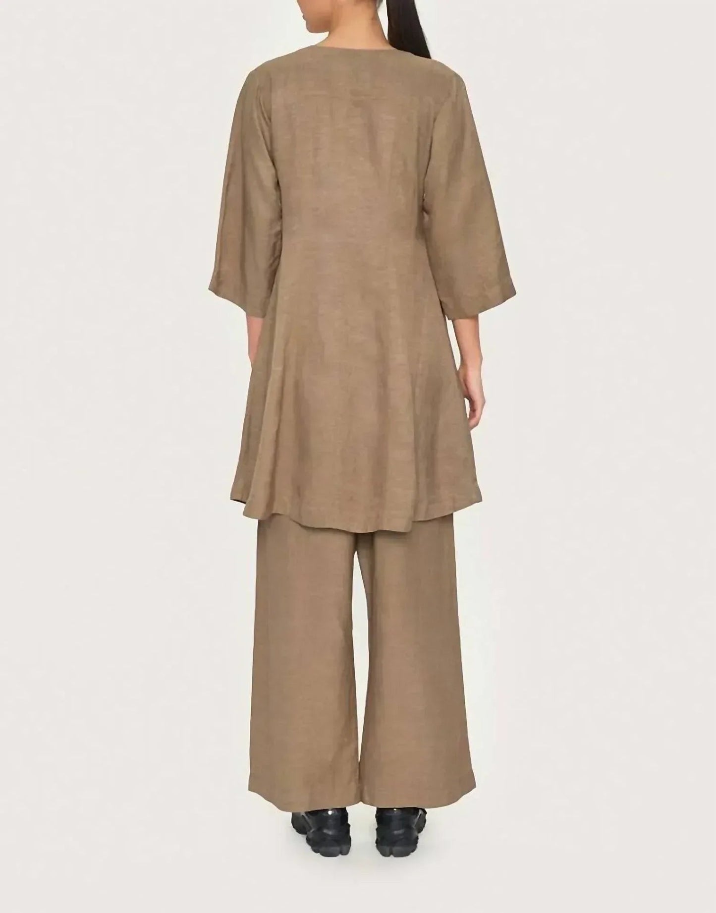 Midi-Kleid aus Leinenmischung