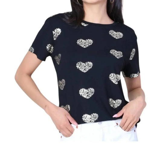 T-Shirt mit Herz-Gold-Druck