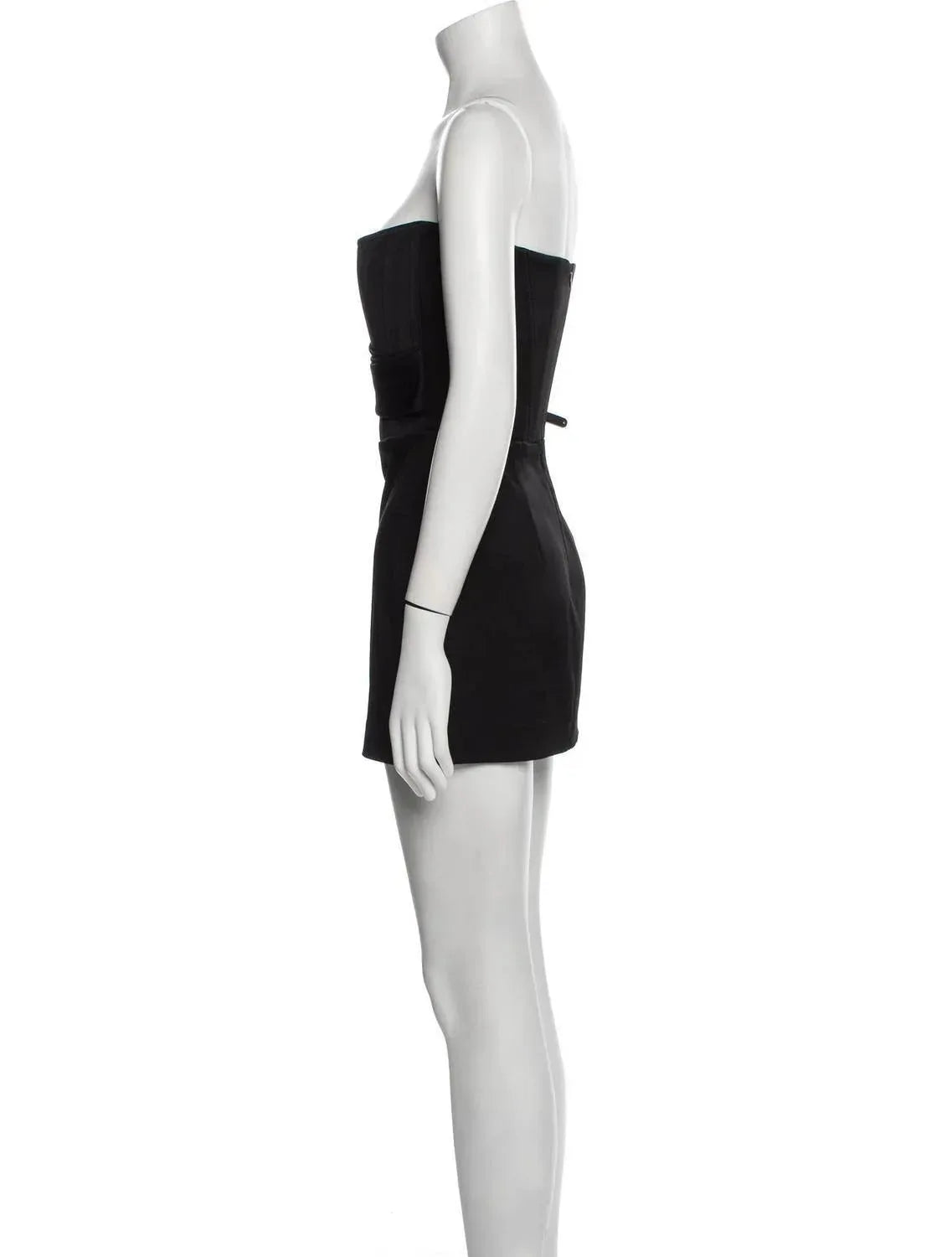 Satin Crepe Strapless Corset Drape Mini Dress