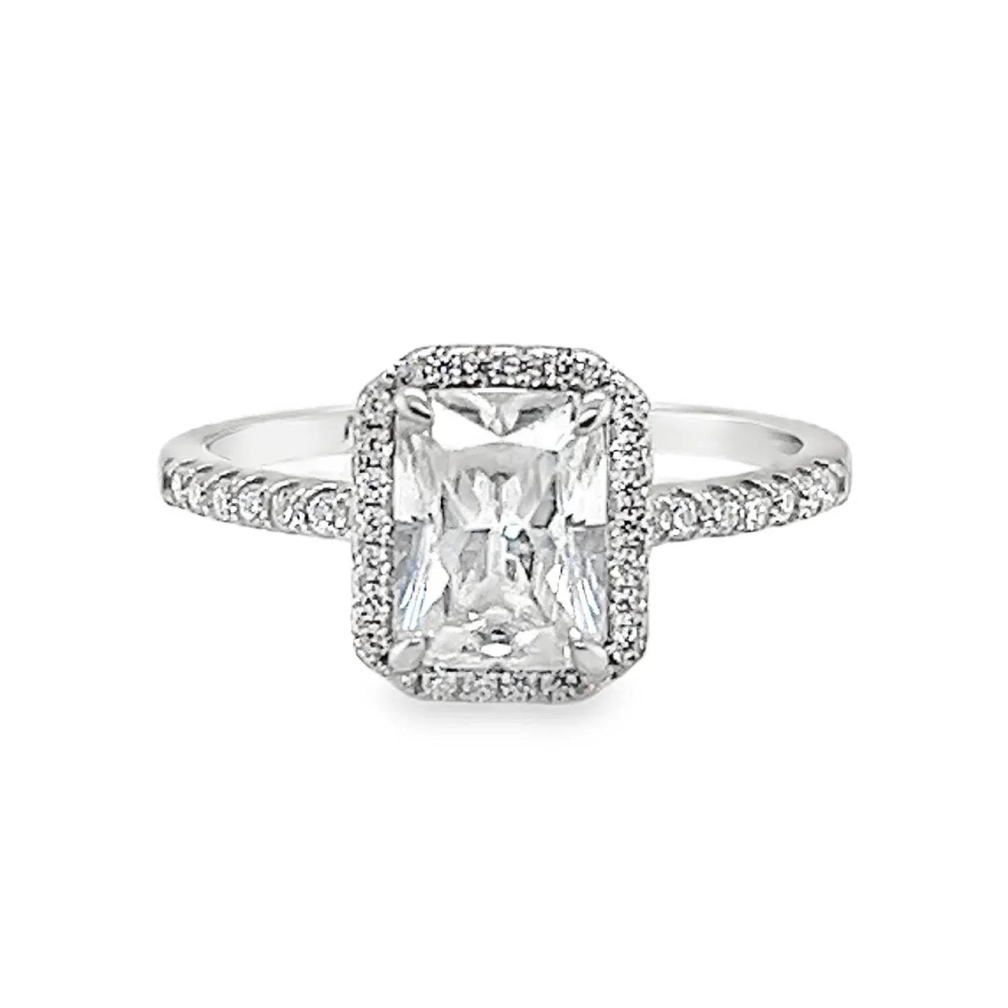 Women's Emerald Cut Moissanite With Halo Ring
