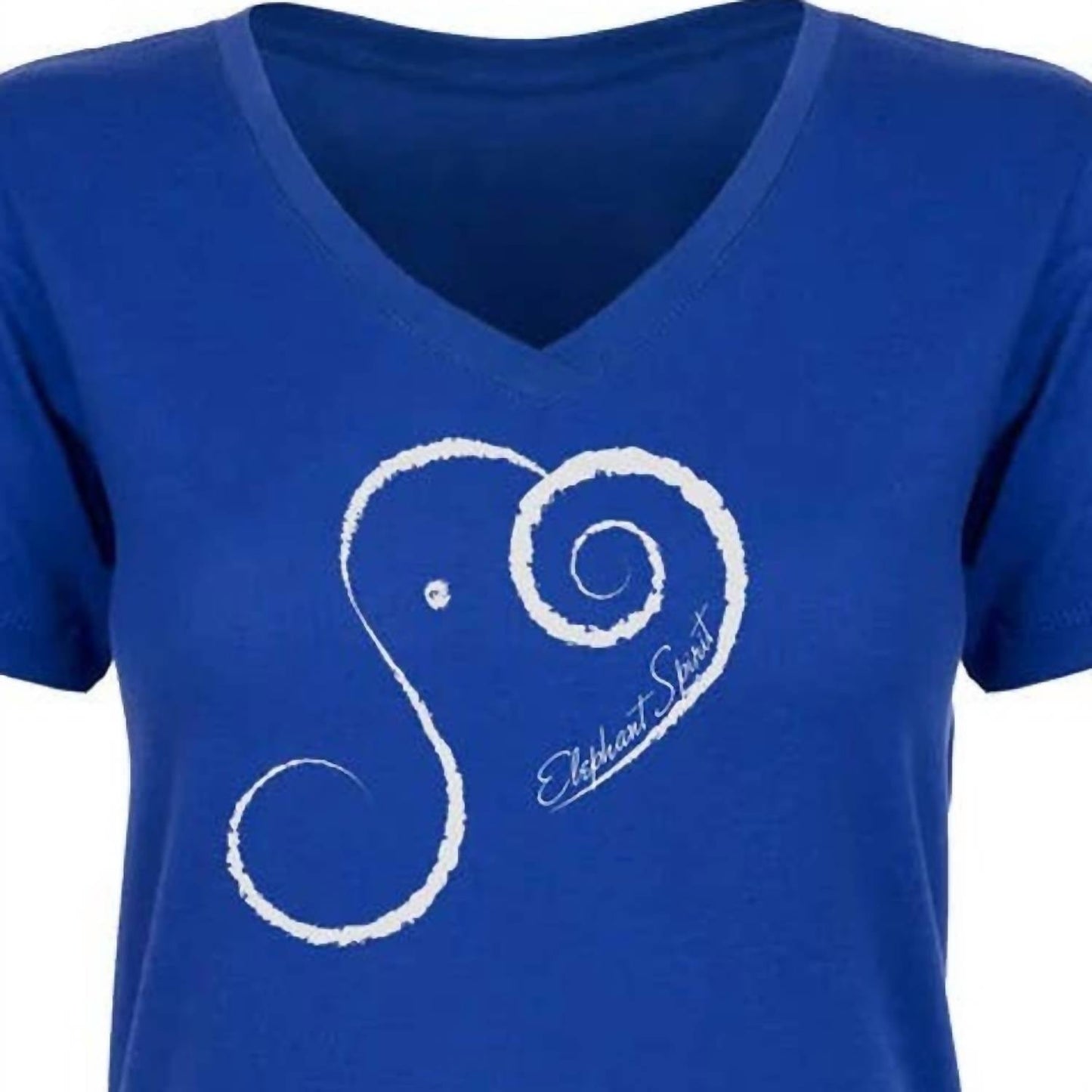 Damen T-Shirt mit V-Ausschnitt, kurzen Ärmeln und Elefanten-Spirit-Motiv, Baumwollmischung