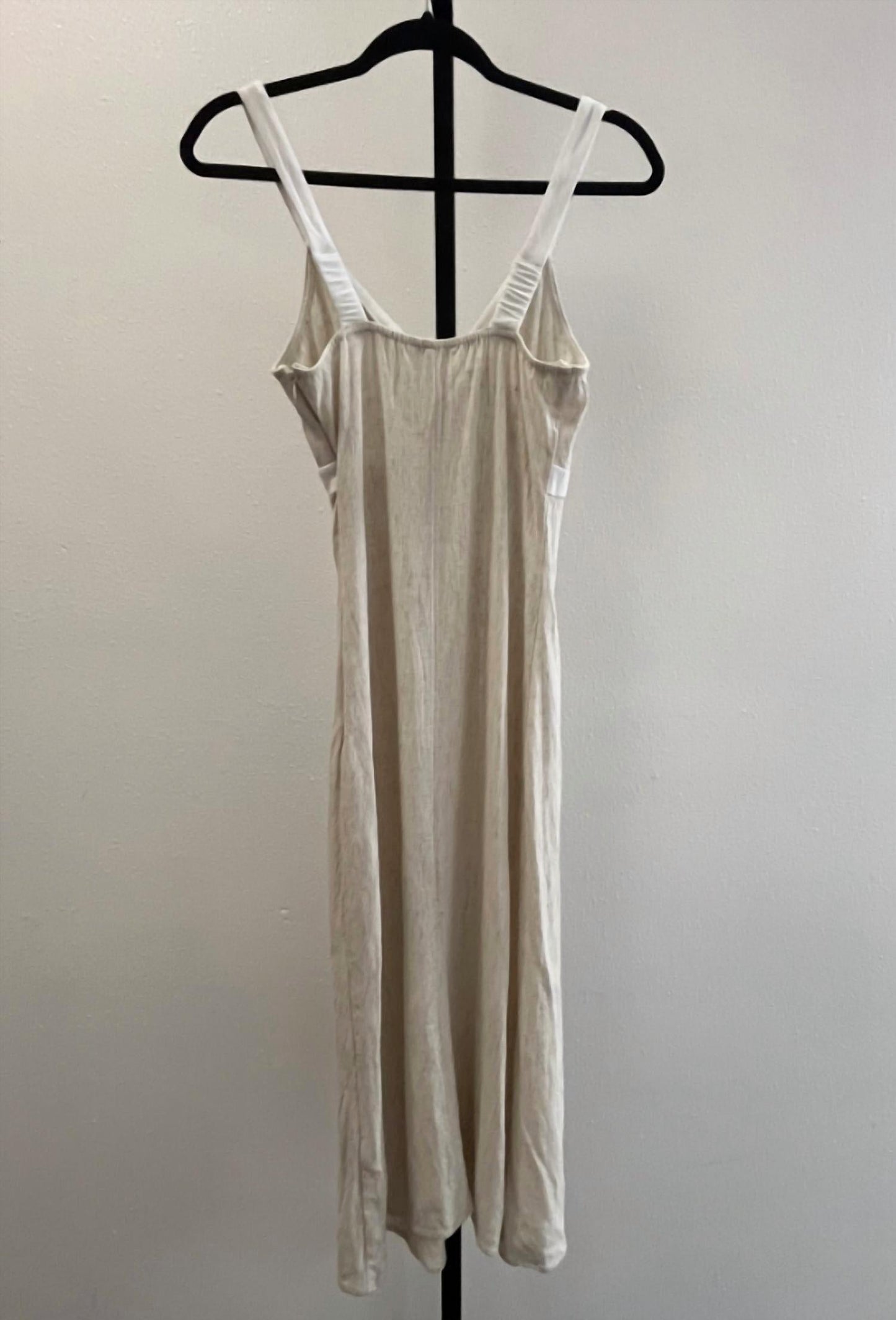 Damen Leinen-Maxikleid mit kontrastierendem Wickeldetail