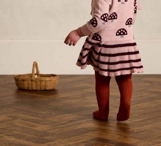 Mädchen Pilz Strickkleid