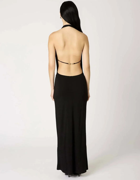 Xenia Cowl Neck Halter Maxi Dress