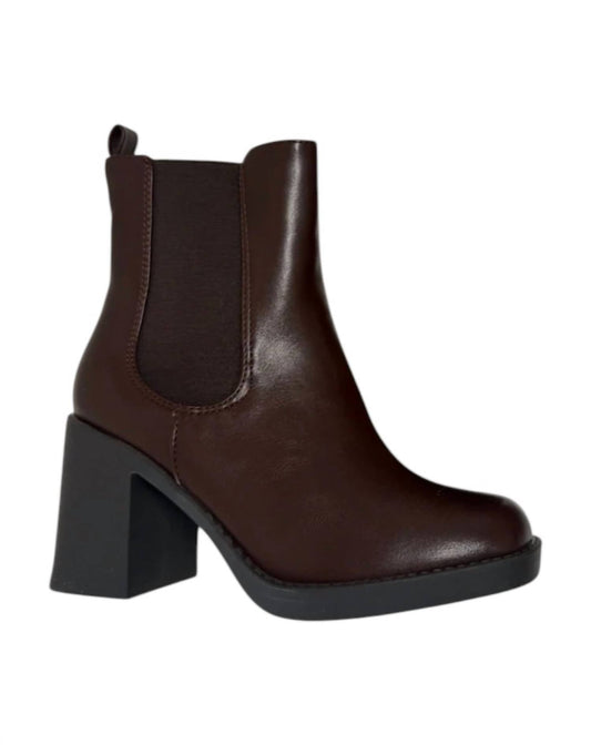 Women's Leather Round Toe Bootie