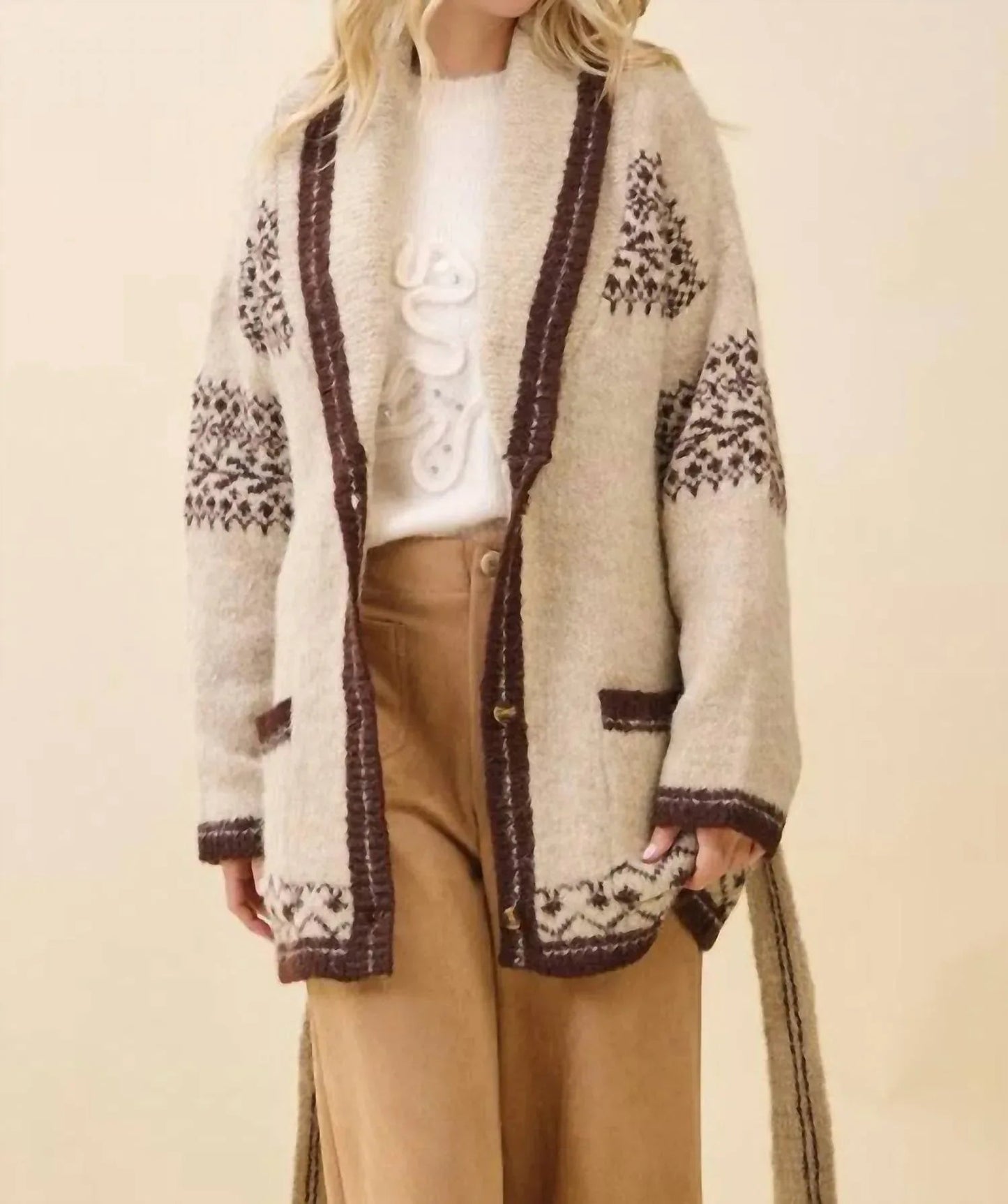 Fuzzy Knit Belted Cardigan
