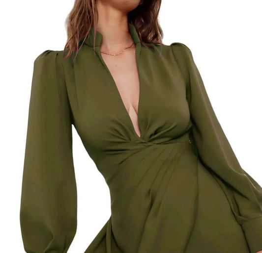 Deep V Draped Mini Dress