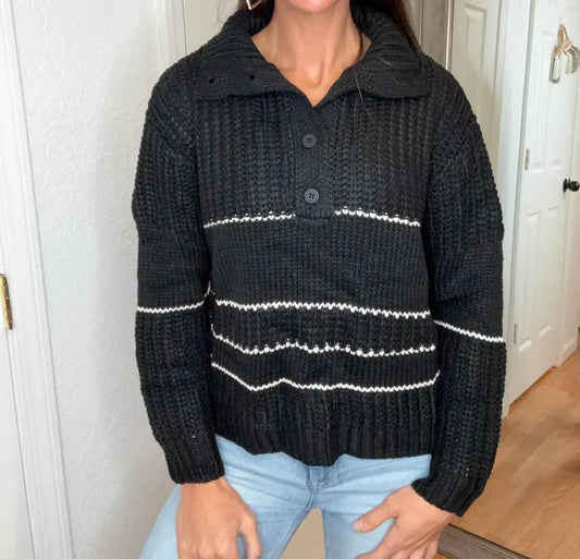 Bella Collared Striped Sweater Top
