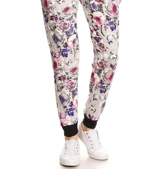 Grey Floral Jill Jogger Pants
