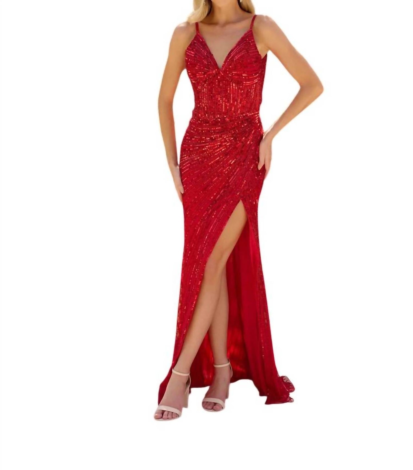 Sleeveless Floor-length Sequin Evening Gown