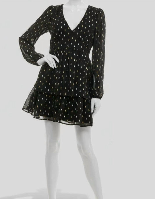 V-Ausschnitt Langarm-Minikleid