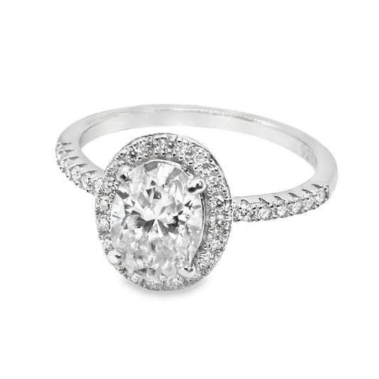 Women's Oval Moissanite With Halo Ring