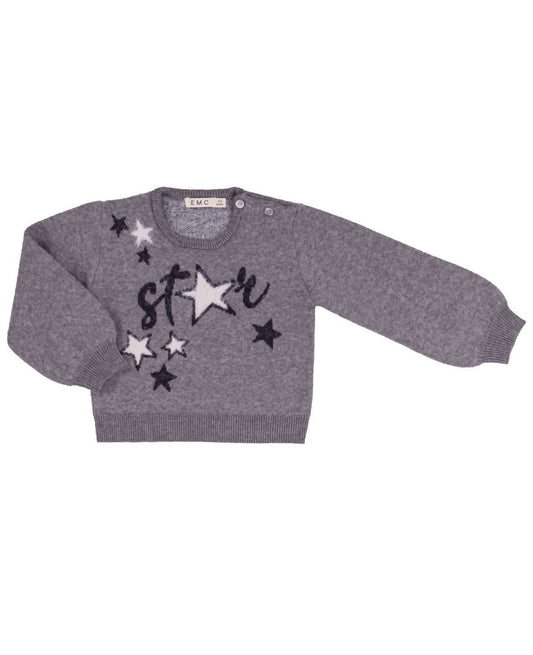 Mädchen-Intarsien-Pullover mit Sternenmuster