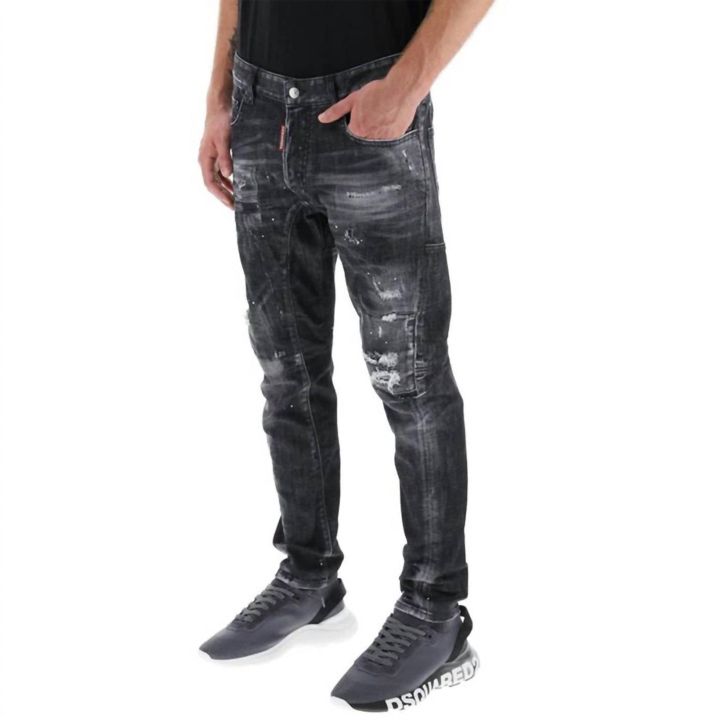 Herren Distressed Skater Jeans mit Sprüheffekt