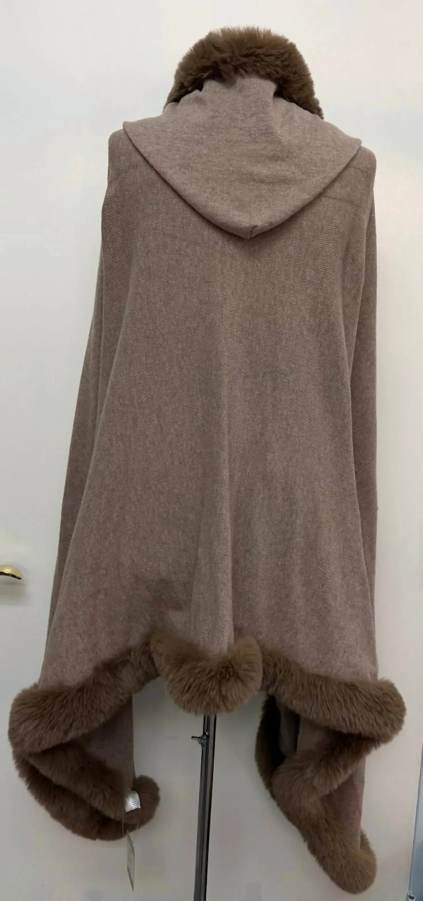 Faux Fur Trim Wrap With Hood