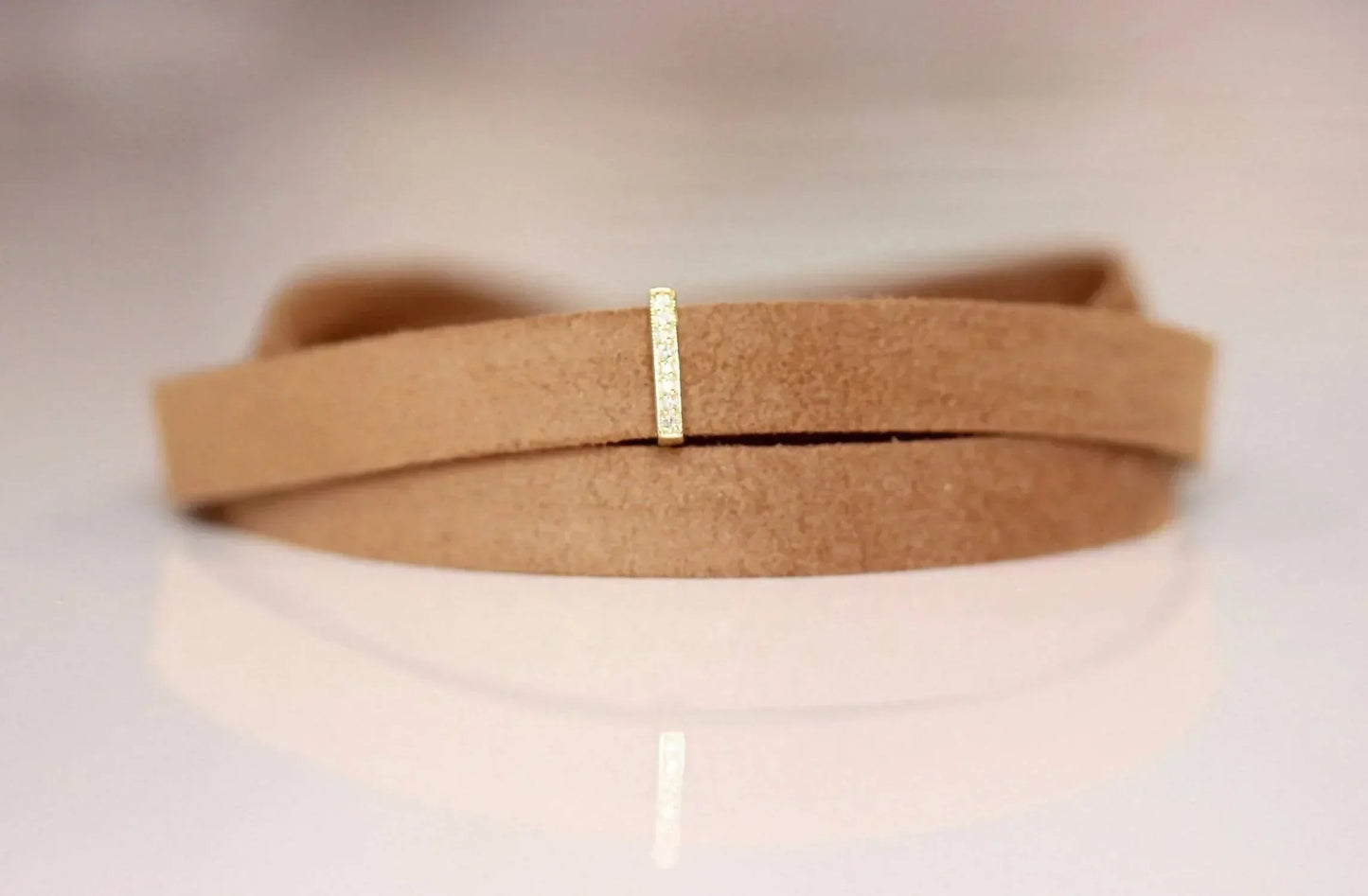 Women's Diamond Bar Suede Choker Necklace