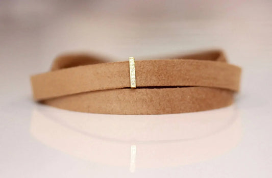 Women's Diamond Bar Suede Choker Necklace