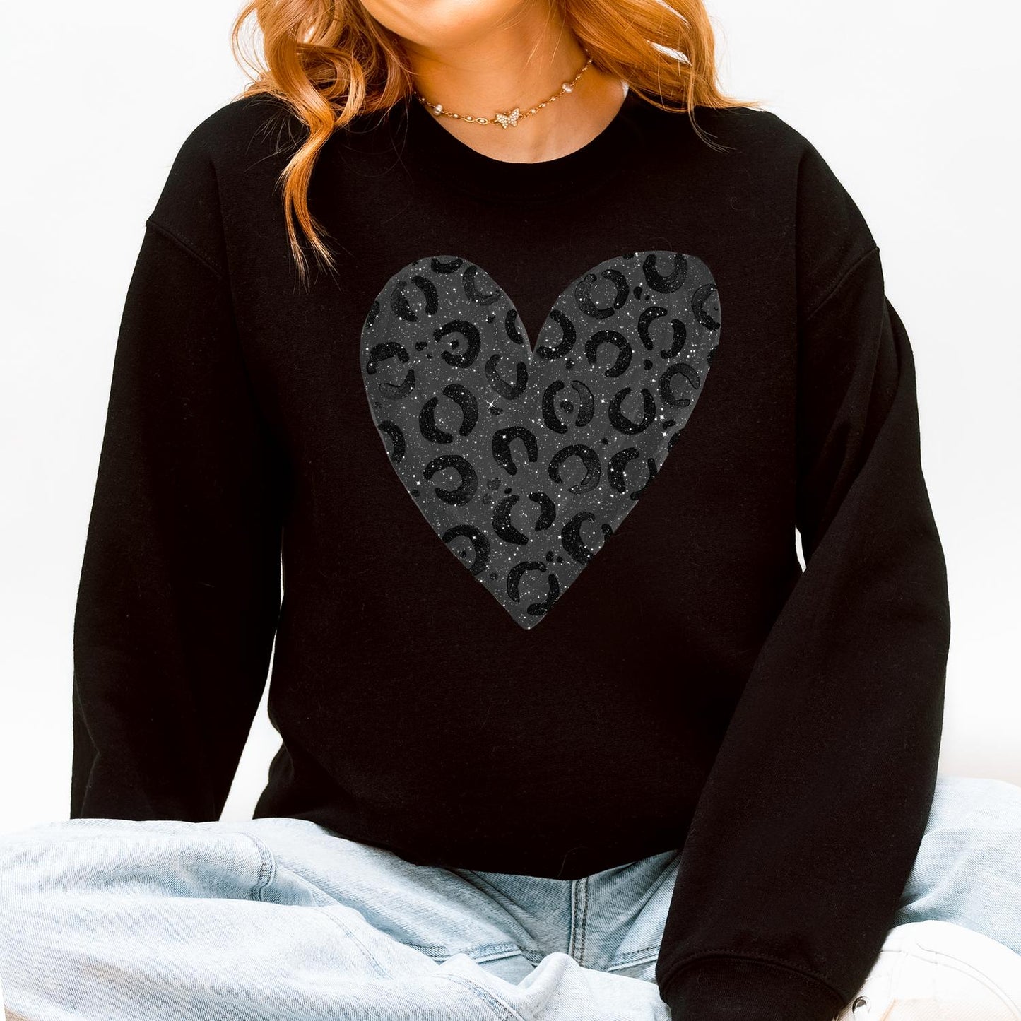 Leopard Print Valentinstags-Sweatshirt