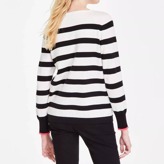 Gestreifter Herz-U-Boot-Pullover