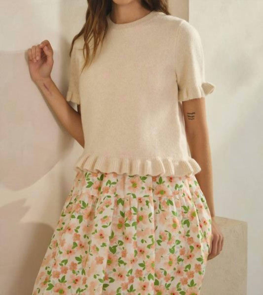 Ave Ruffle Wave Hem Knit Sweater