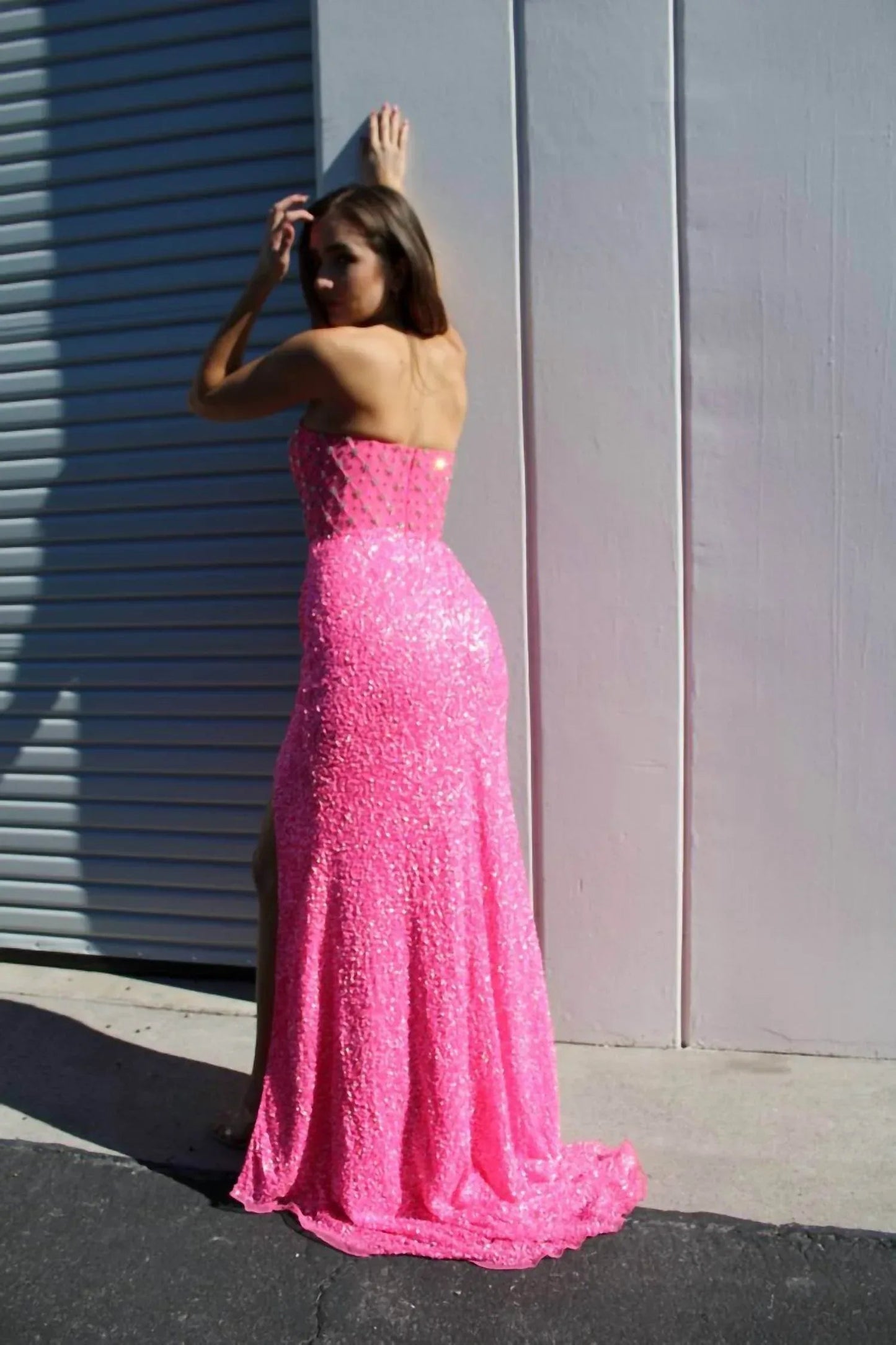 Long Fitted Beaded Formal Prom Dress