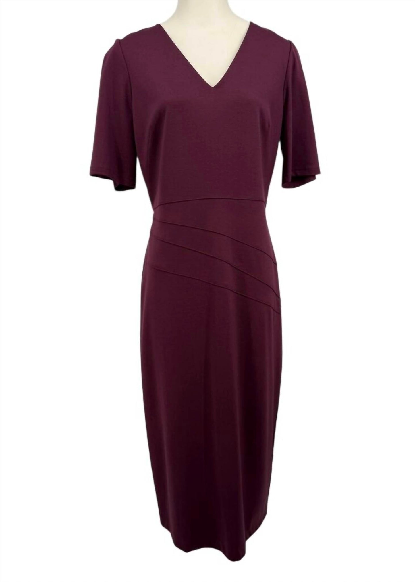 Damen V-Ausschnitt Kurzarm Midi-Kleid