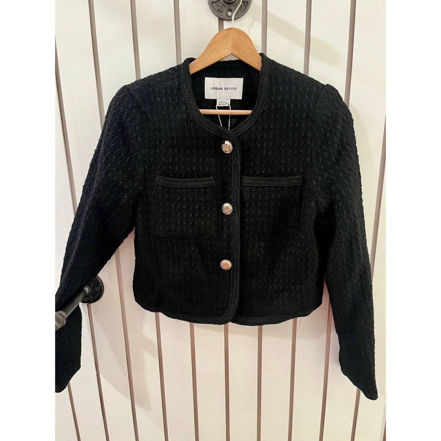 Lässige Business-Tweed-Blazer in Cropped-Länge