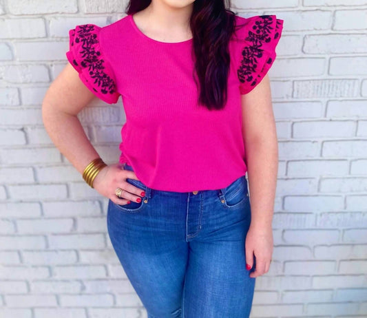 Embroidered Layered Sleeve Top
