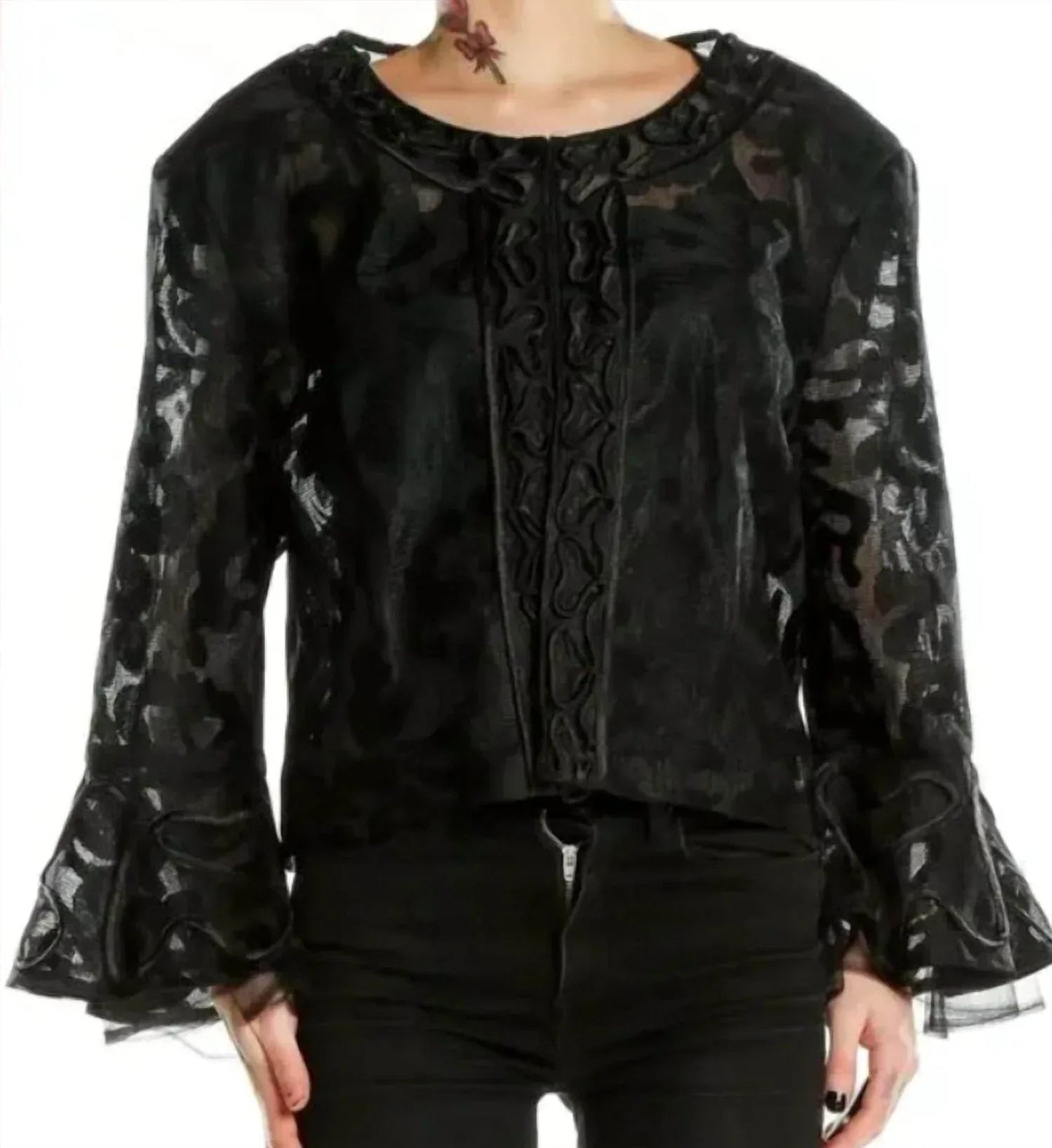 Lace Bell Sleeve Crop Top