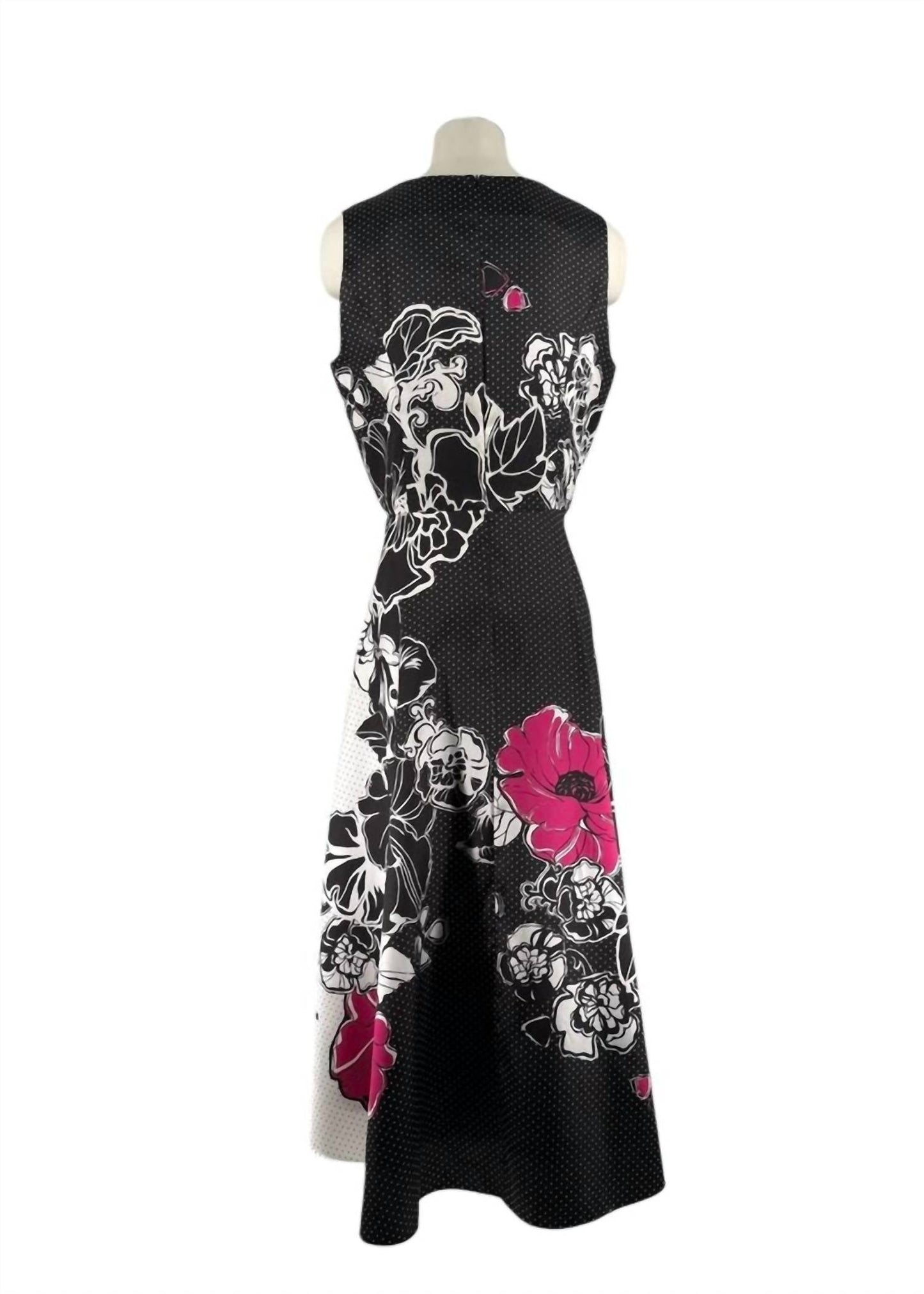 Seidenkleid mit Punkten und Blumen (Midi)