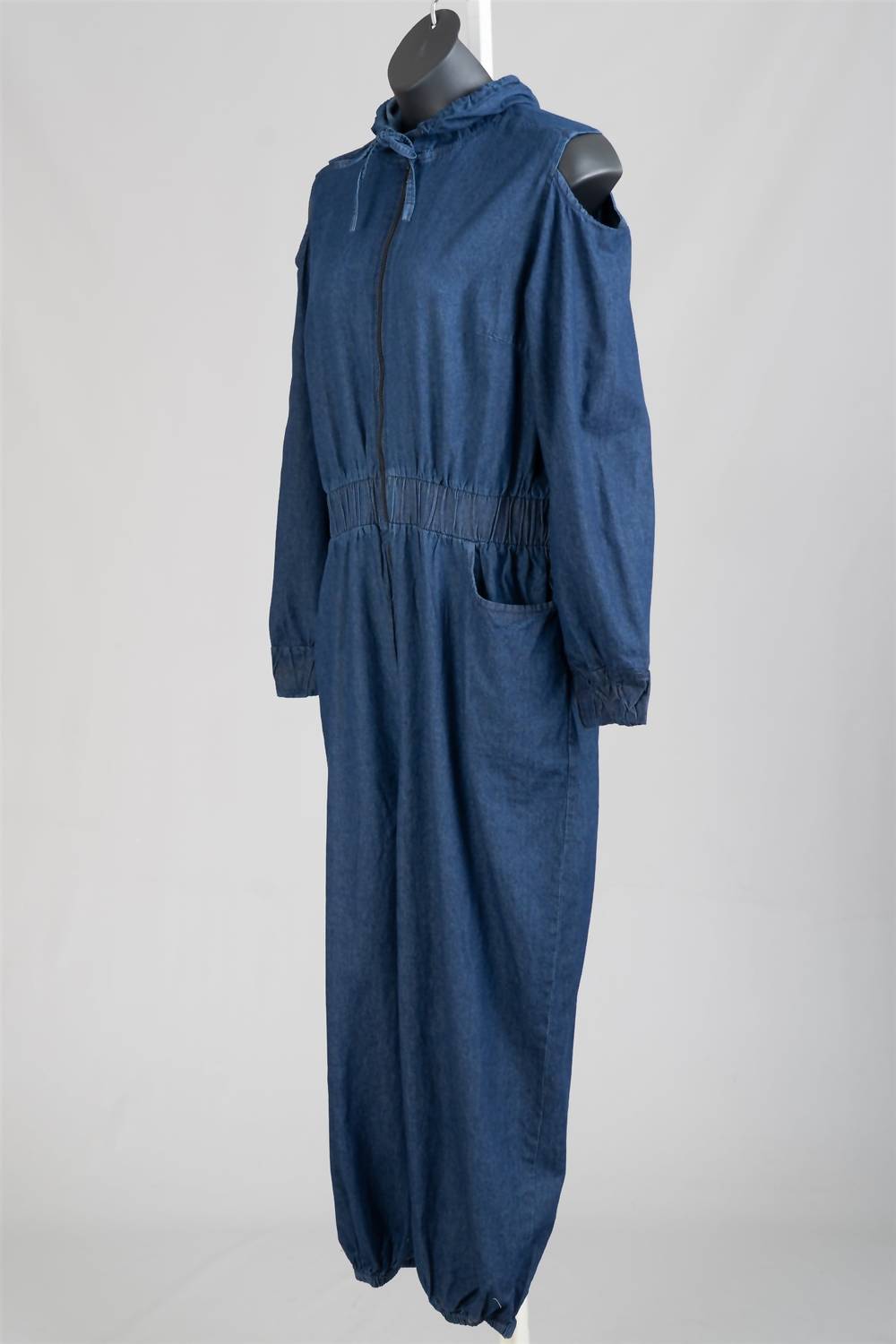 Hooded Denim Jumpsuit